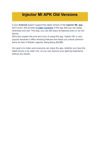Injector Ml APK Old Versions