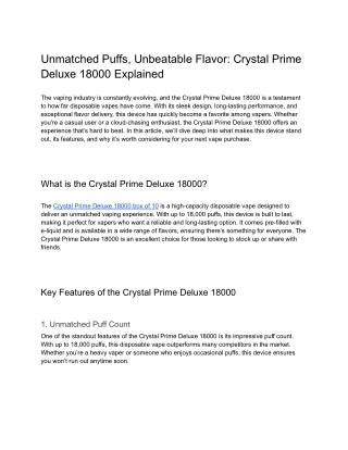 Unmatched Puffs, Unbeatable Flavor: Crystal Prime Deluxe 18000 Explained