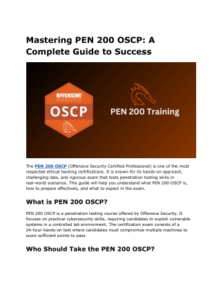 mastering pen 200 oscp a complete guide to success