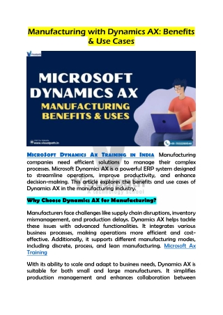 manufacturing with dynamics ax benefits use cases