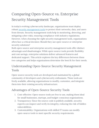 comparing open source vs enterprise security