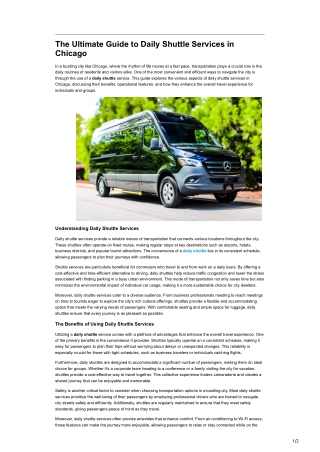 the ultimate guide to daily shuttle services