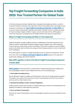Top Freight Forwarding Companies in India 2025