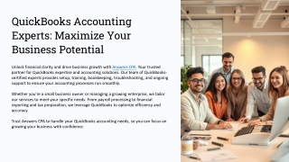 Certified QuickBooks Accountants for Your Business by Answers CPA