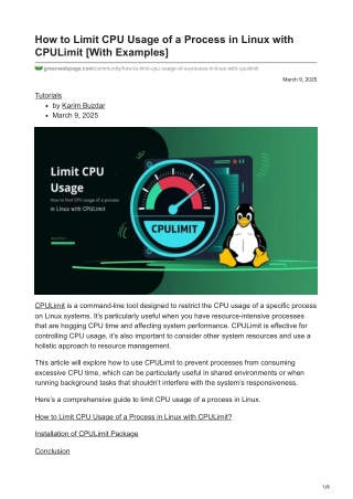 How to Limit CPU Usage of a Process in Linux with CPULimit With Examples