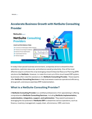 Accelerate Business Growth with NetSuite Consulting Provider