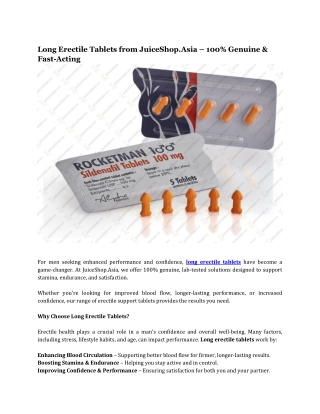 Long Erectile Tablets from JuiceShop.Asia – 100% Genuine & Fast-Acting
