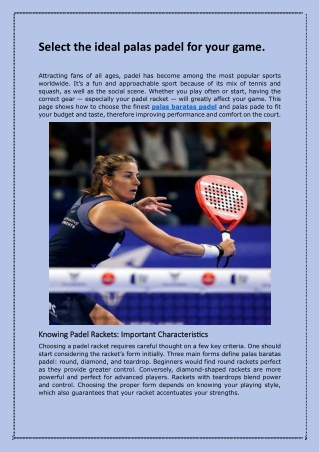 Select the ideal palas padel for your game.