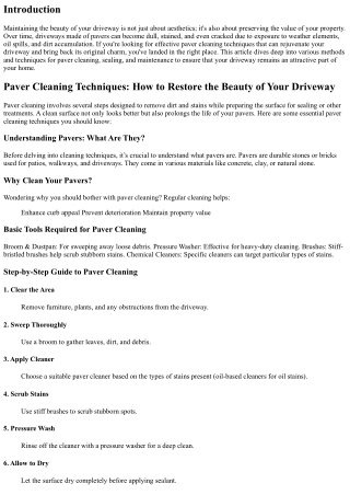 Paver Cleaning Techniques: How to Restore the Beauty of Your Driveway