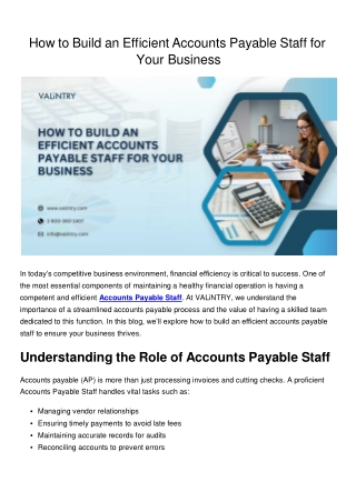 how to build an efficient accounts payable staff