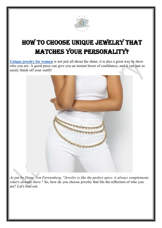 How to Choose Unique Jewelry that Matches Your Personality?