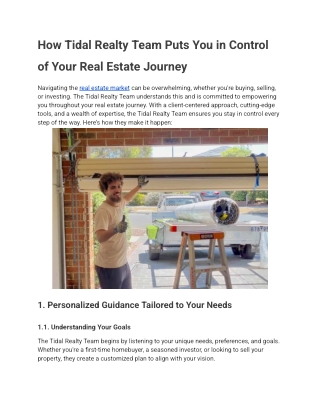 How Tidal Realty Team Puts You in Control of Your Real Estate Journey