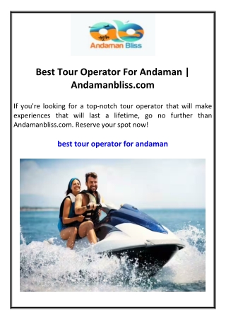 best tour operator for andaman andamanbliss com