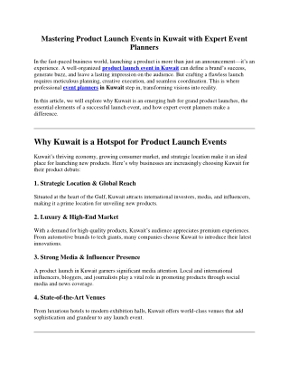 Mastering Product Launch Events in Kuwait with Expert Event Planners