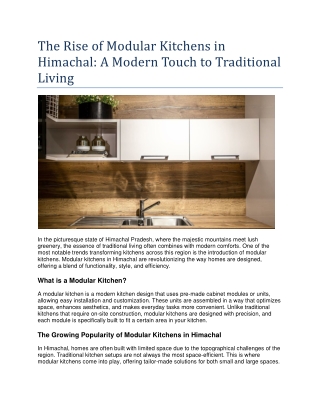 The Rise of Modular Kitchens in Himachal A Modern Touch to Traditional Living