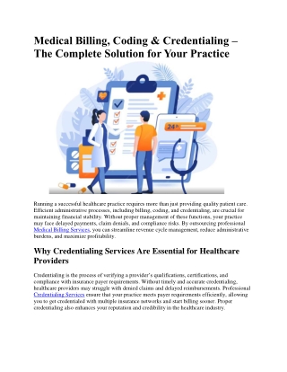 Medical Billing, Coding & Credentialing –  The Complete Solution for You