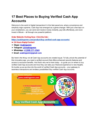 17 Best Places to Buying Verified Cash App Accounts