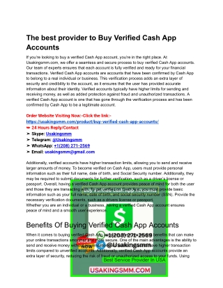 The best provider to Buy Verified Cash App Accounts