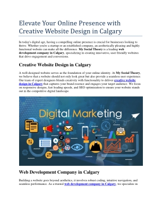 Elevate Your Online Presence with Creative Website Design in Calgary