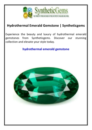 Hydrothermal Emerald Gemstone Syntheticgems