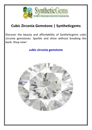 Cubic Zirconia Gemstone Syntheticgems