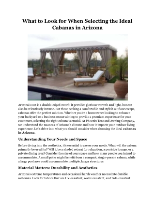 What to Look for When Selecting the Ideal Cabanas in Arizona