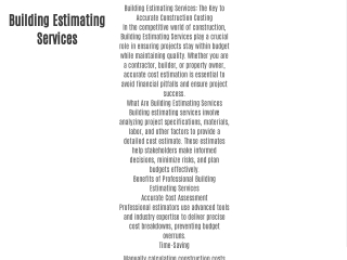 building estimating services the key to accurate