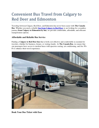 Convenient Bus Travel from Calgary to Red Deer and Edmonton