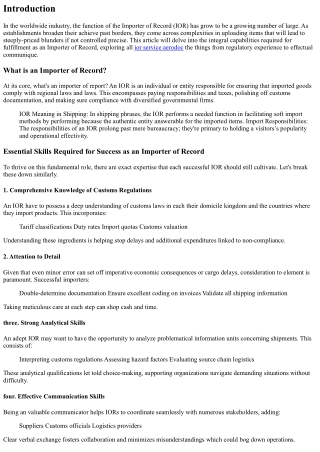 Essential Skills Required for Success as an Importer of Record