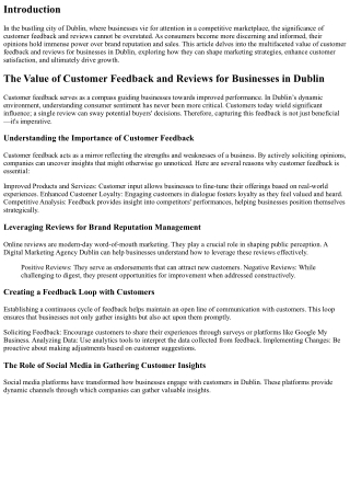 The Value of Customer Feedback and Reviews for Businesses in Dublin