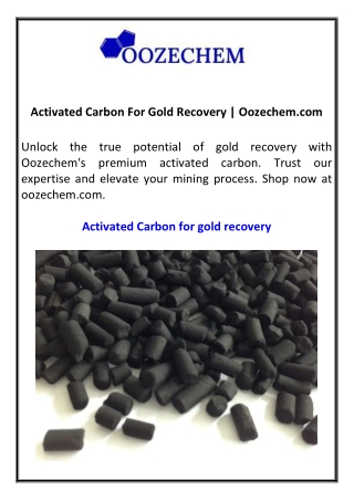activated carbon for gold recovery oozechem com