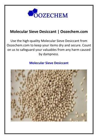 molecular sieve desiccant oozechem com