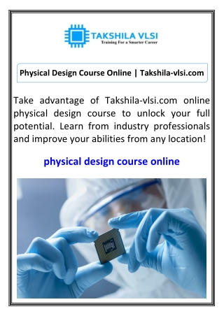 Physical Design Course Online Takshila-vlsi.com