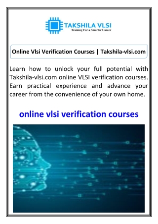 online vlsi verification courses takshila vlsi com