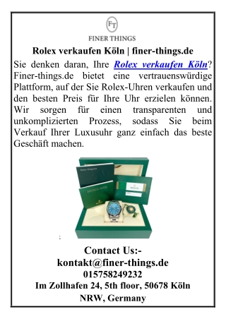 Rolex verkaufen Köln finer-things.de