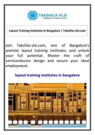Layout Training Institutes In Bangalore Takshila-vlsi.com
