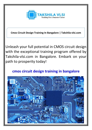 cmos circuit design training in bangalore