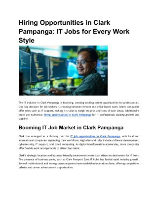 Hiring Opportunities in Clark Pampanga_ IT Jobs for Every Work Style