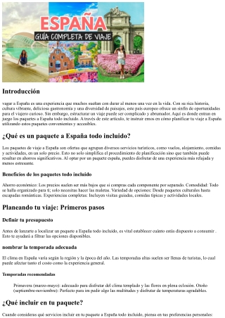 Planifica tu viaje a España con estos paquetes todo incluido