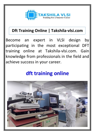 Dft Training Online Takshila-vlsi.com
