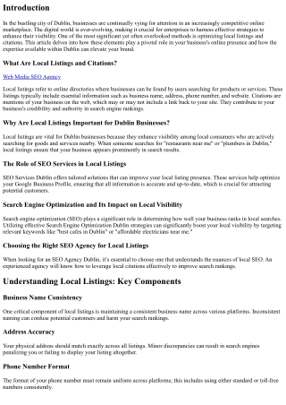 Local Listings and Citations: Enhancing Your Visibility with Dublin’s Experts