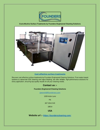 Cost-effective Surface Treatments by Founders Engineered Cleaning Solutions