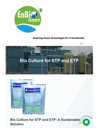Buy Premium Bio Culture for STP & ETP – Odor & Sludge Reduction