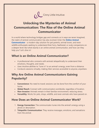 Unlocking the Mysteries of Animal Communication: The Rise of the Online Animal C