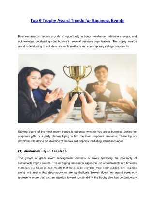 Top 6 Trophy Award Trends for Business Events