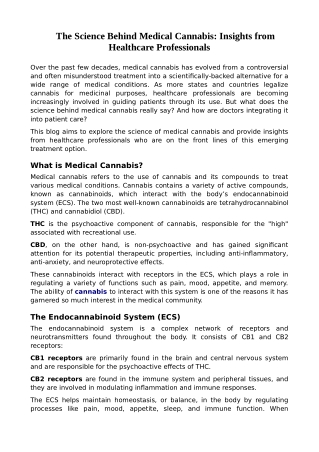 The Science Behind Medical Cannabis: Insights from Healthcare Professionals