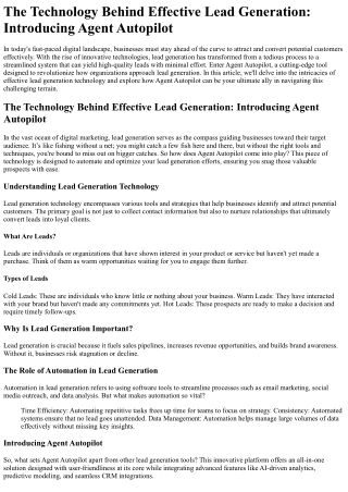 the technology behind effective lead generation