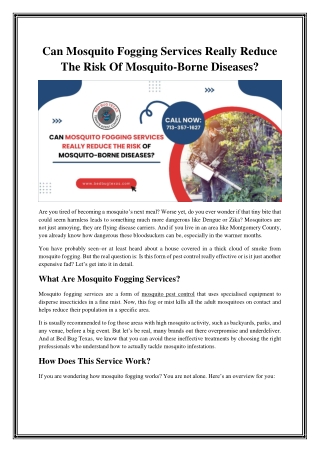 Professional Mosquito Fogging Services in Texas - Get Rid of Mosquitoes