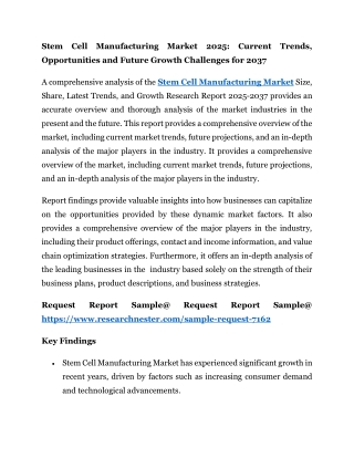 Stem Cell Manufacturing Market