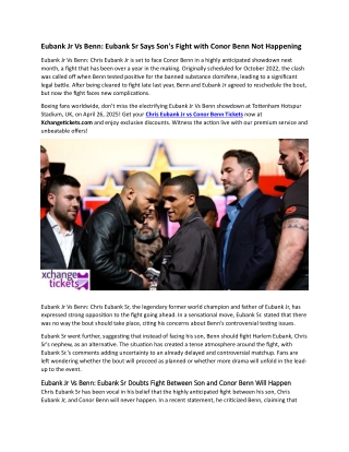 Eubank Sr Says Son's Fight with Conor Benn Absolutely Not Happening